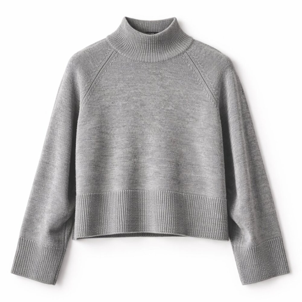 Quince Australian Merino Wool Cropped Mock Neck Sweater